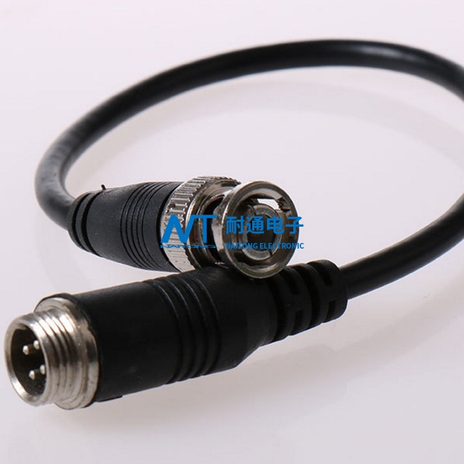 gx12航空插头转BNC线bnc to m12，航插线4芯BNC监控摄像机线